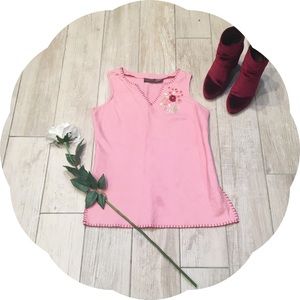 Saks Fifth Avenue Pink Linen Embroidered Blouse